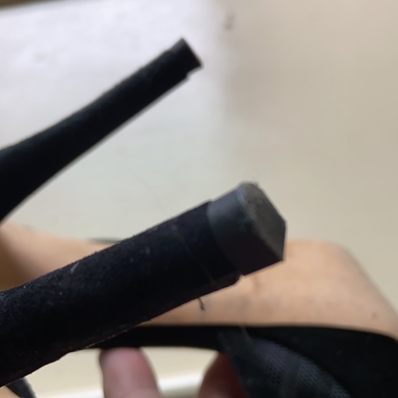 Black Suede Leather Mesh Bow Heels T-Strap Mary Janes Kate Spade 9 Open Toe - Picture 7 of 9